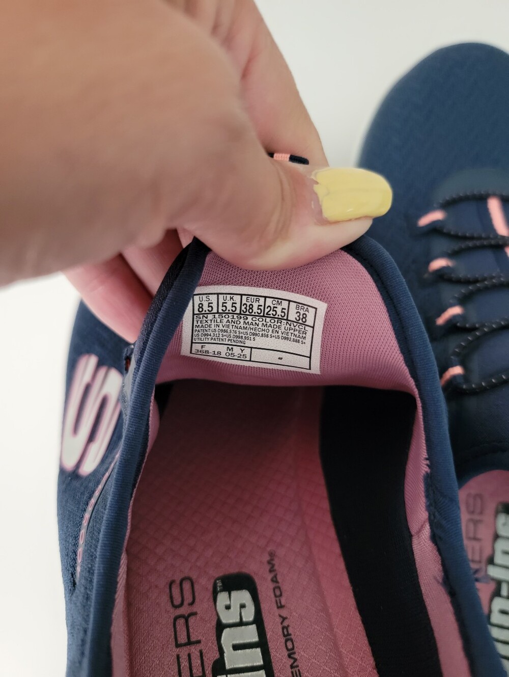 Skechers Hands Free Slip Ins Navy Blue & Pink Sneakers Tennis Shoes Womens 8.5 - Picture 9 of 12